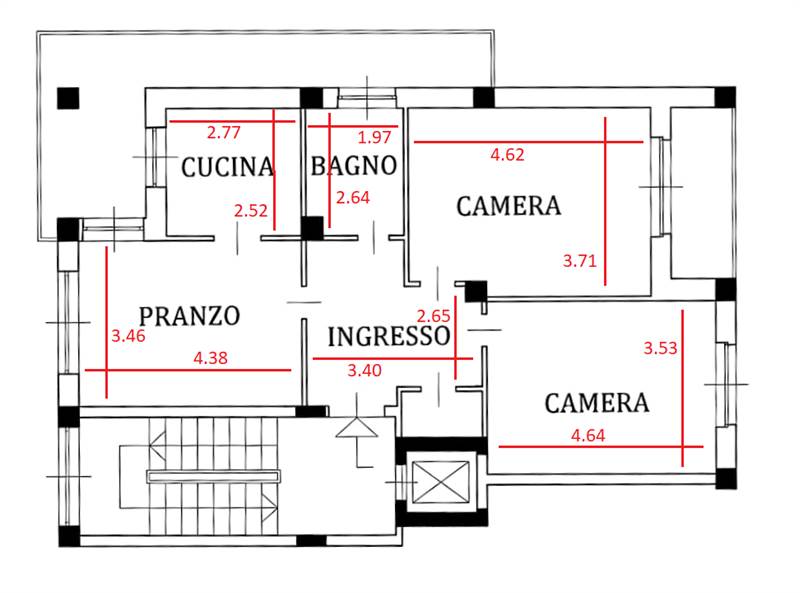 planimetria con quote indicative